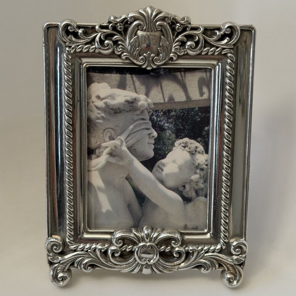 Brighton Vintage Napoleon Photo Frame SilverTone Ornate Baroque Small Taiwan